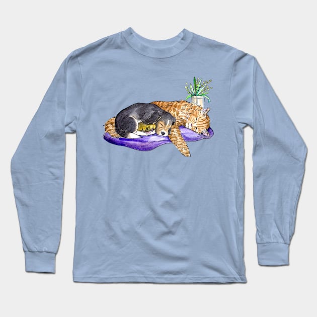 At Home Napping Long Sleeve T-Shirt by sketchcadet